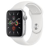 Apple Watch 5 44mm Silver Aluminum Case with White Sport Band